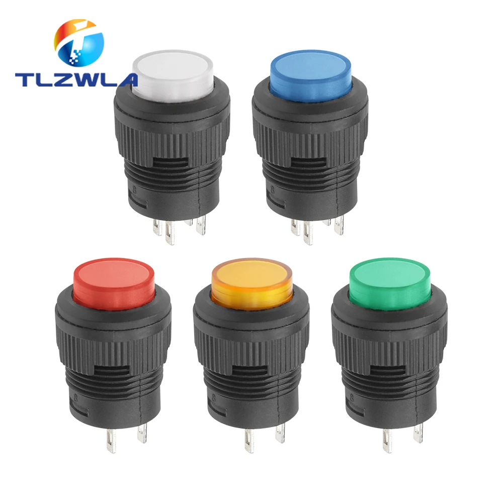 5pcs r16 Netzschalter knopf R16-503 blau gelb weiß LED-R16-503B R16-503A Verriegelung Reset-Taste 2p 4p Self-Lock keine Sperre zurück gesetzt Image