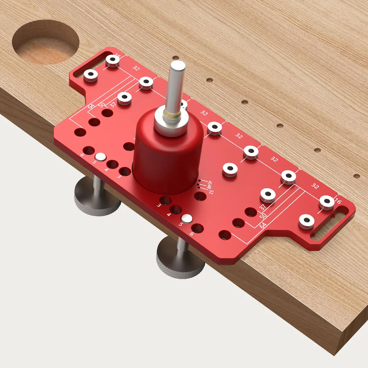 Regalstiftlehre, Scharnierlehre, 2-in-1, eigenständige Klemmfunktion, Ganzmetall-Regalstift-Bohrlehre mit 7 Bohrern von ENJOYWOOD Image