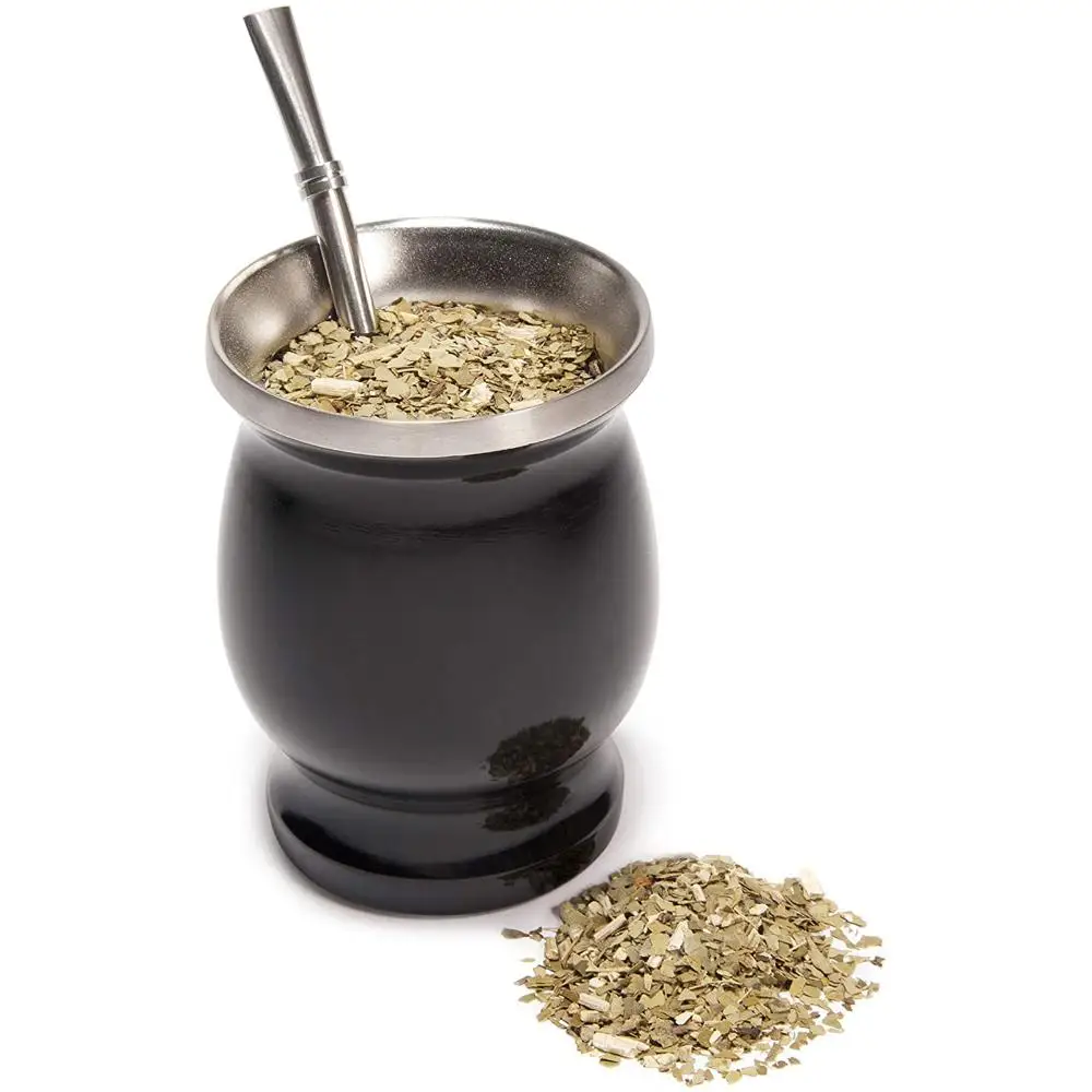 8 Unzen Yerba Mate Kürbis Set Yerba Mate Tasse Bombilla Mate Stroh und Reinigungs bürste Edelstahl doppelwandig leicht zu reinigen Image