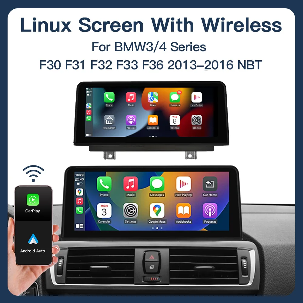 Carabc Wireless Carplay und Android Auto 6,5-Zoll-Auto für BMW 3 4er f30/f31/f32/f33/f34/f36 2014-2018 nbt System Image