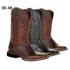 Mittelkalb-Westernstiefel für Herren, Schwarz, Braun, Cowboystiefel, handgefertigte Lederschuhe für Herren, 2025, neue Punk-Mann-Frauen-Unisex-Reitstiefel