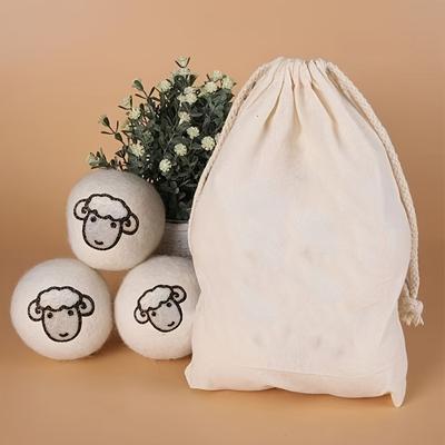 TEMU Set Of 6 Reusable Laundry Balls Designed For Use Machines, Featuring Anti-static And A Cloth Bag With A Pattern For .