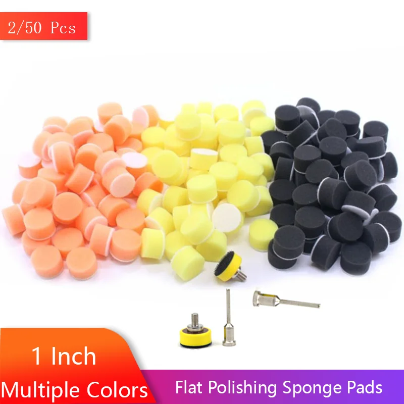 1 Zoll 25 mm flaches Polierpad-Set 2/50 Stück mehrere Farben Klettverschluss zum Polieren und Wachsen Auto für Dremel-Drehwerkzeug Image