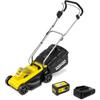 Akku-Rasenmäher KÄRCHER "LMO 2-18 Battery Set", gelb (eh19 pst), B:35,4cm H:102,6cm T:118,6cm, Rasenmäher, inklusive 1 Akku und Ladegerät