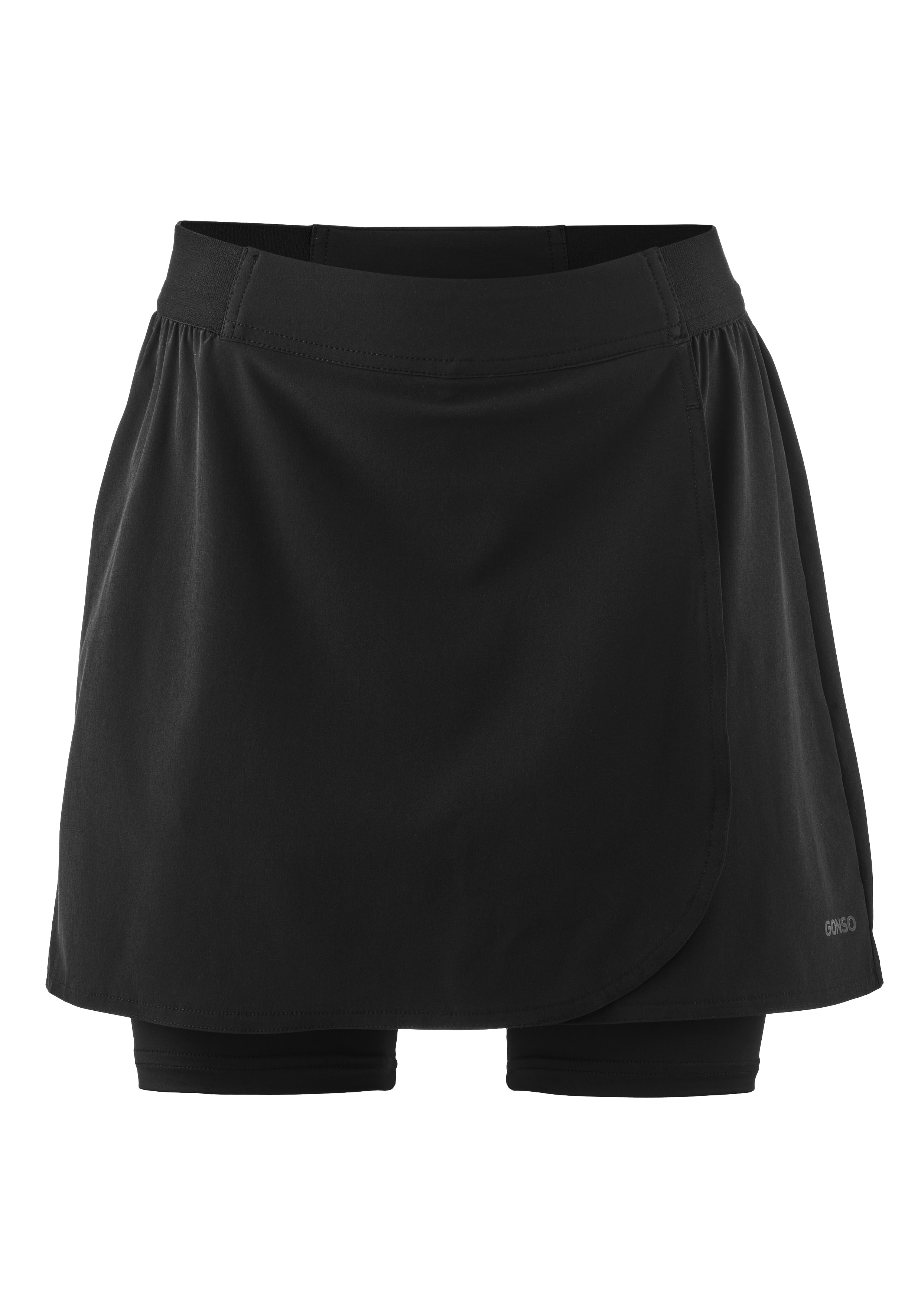 Radhose GONSO "LEVICO", Damen, Gr. 48, Normalgrößen, schwarz, 92% Polyester (Recycelt), 8% Elastan, Hosen, Damen Radrock mit Sitzpolster enganliegender Fahrradrock mit Innenhose Image