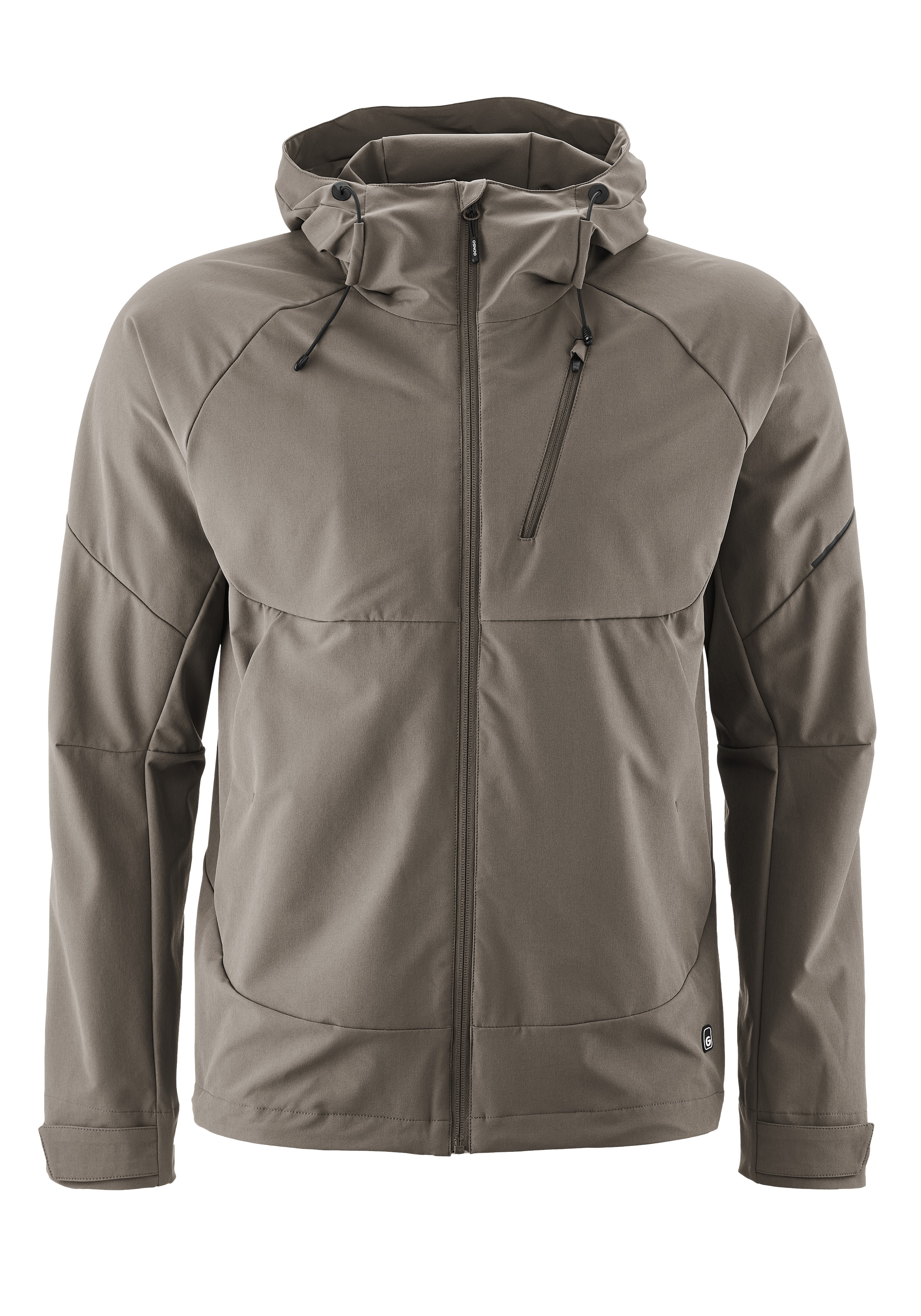 Fahrradjacke GONSO "Trail Jacket M", Herren, Gr. 5XL, grau (terragrau), 90% Polyester (recycelt), 10% Elasthan, Rundhals, Jacken, robuste Herren Radjacke, windabweisende Funktionsjacke, Slim Fit Image
