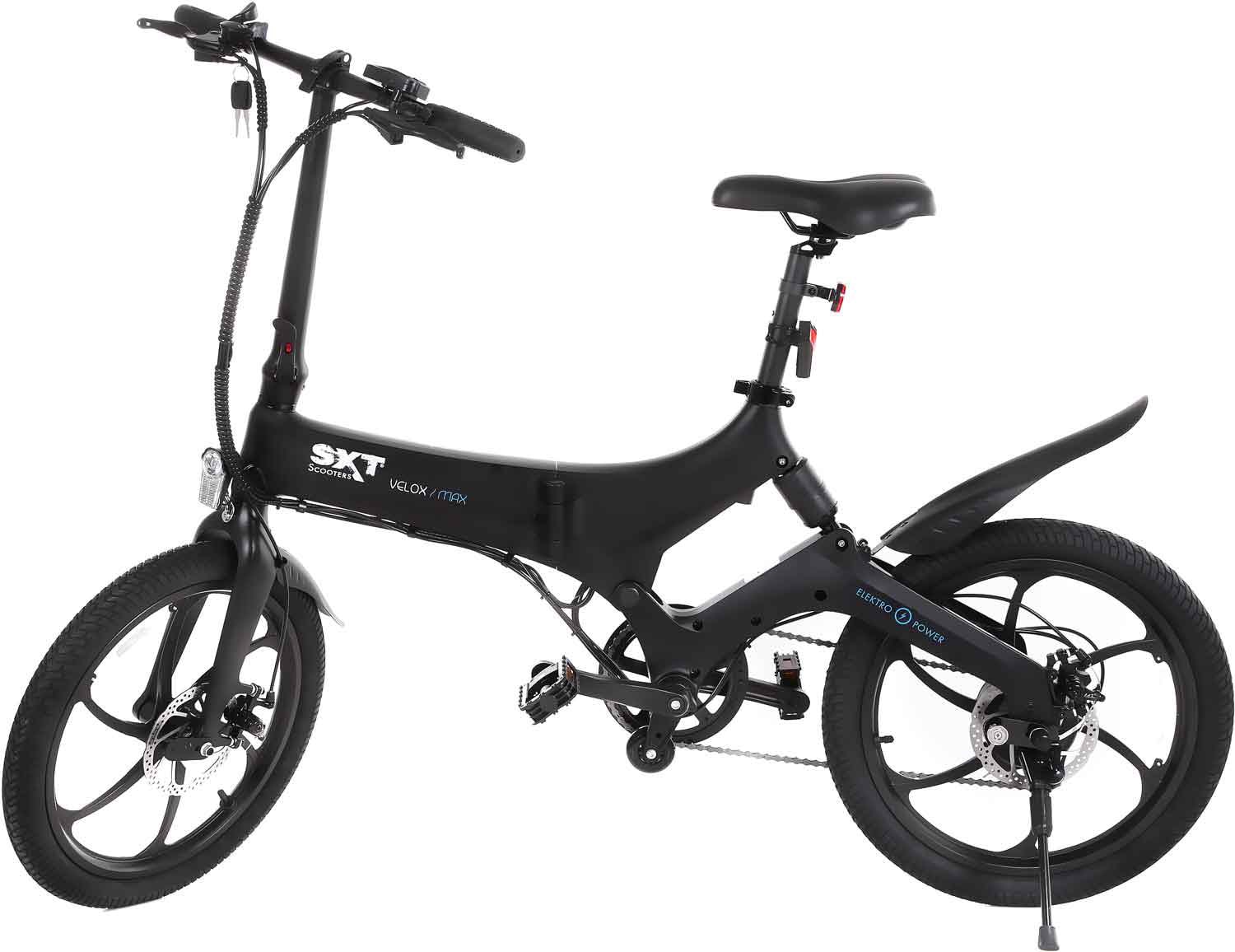 E-Bike SXT SCOOTERS "Velox MAX" Gr. 41, schwarz (schwarz, braun), Elektrofahrräder, 41cm, 20 Zoll (50,80cm), Pedelec, Elektrofahrrad für Damen u. Herren Image