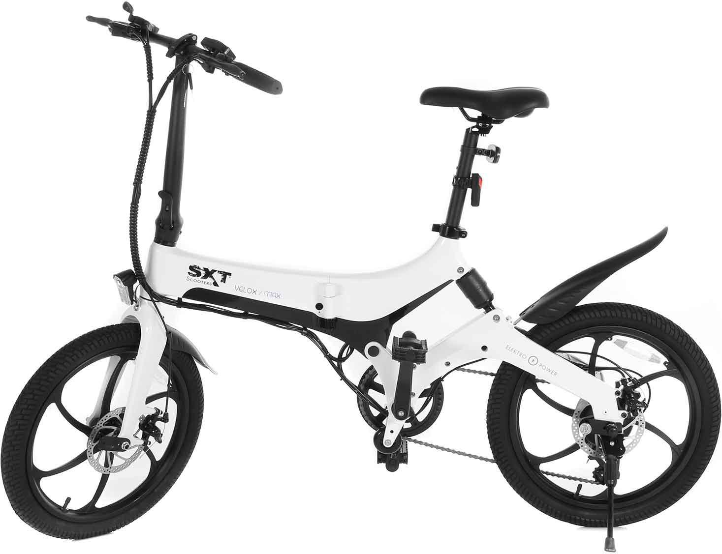 E-Bike SXT SCOOTERS "Velox MAX" Gr. 41, weiß (schwarz, braun), Elektrofahrräder, 41cm, 20 Zoll (50,80cm), Pedelec, Elektrofahrrad für Damen u. Herren Image