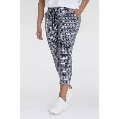 Schlupfchinohose KJBRAND "Susie XS", Damen, Gr. 46K (23), K-Gr, blau (blau, weiß), Web, Obermaterial: 80% Polyamid, 20% Elasthan, gemustert, casual, Hosen Image