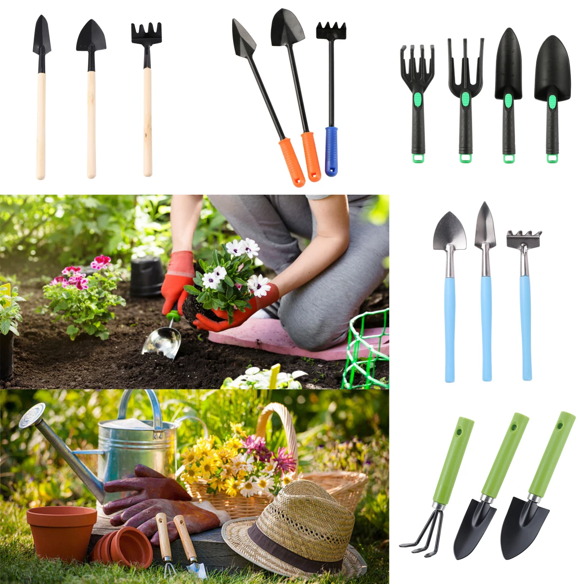 Outil à main de jardinage, mini bêche, pelle, râteau, herse, cour, plantation de fleurs, culture, désherbage, repiquage, vec, 1 ensemble, 3 pièces, 4 pièces
