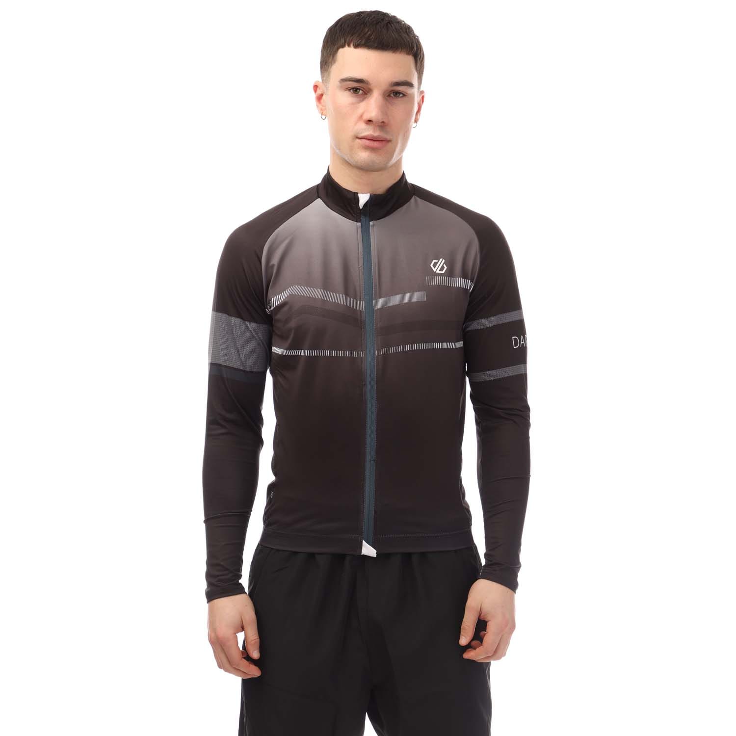 Dare 2B Mens Aep Revolving Long Sleeve Cycling Jersey in Black Grey - Size Small | Dare 2B Sale | Discount Designer Brands
