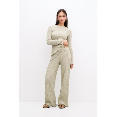 Wide-Leg Creased Fabric Trousers