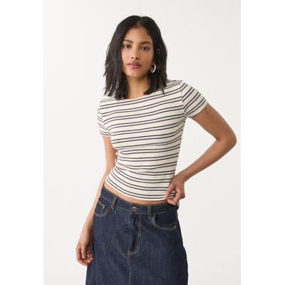 Stradivarius Basic slim fit striped T-shirt Sky blue M