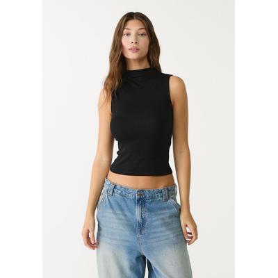 Stradivarius Basic fitted mock neck T-shirt Black L
