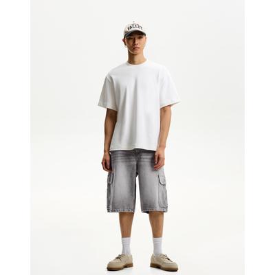 Bershka Baggy Cargo Bermuda Shorts Men 30 Grey