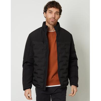 Threadbare Men's Black Quilted Panel Funnel Neck Jacket