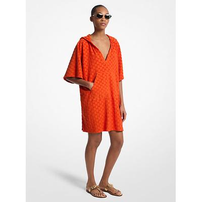 Michael Kors Logo Embossed Cotton Terry Coverup Red S-M