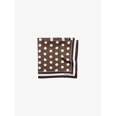 Michael Kors Polka Dot Signature Logo Satin Twill Scarf Brown One Size