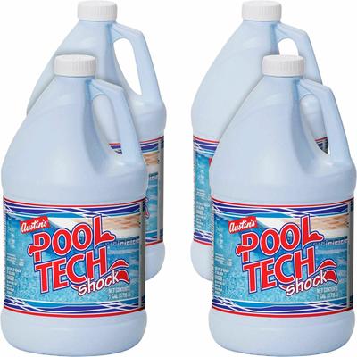 KIK Custom Liquid Pool Tech Shock, 128 fl oz (4 quart), Blue, 4/Carton (KIK11004085391)