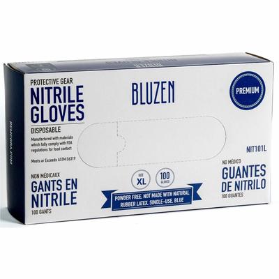 BLUZEN Extra-Strength Nitrile Gloves, 4 mil Thickness, X-Large Size, Blue, 100/Box, 10/Carton (RMLNIT103XLCT)