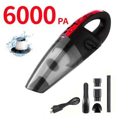 TEMU High-efficiency Handheld Vacuum Cleaner, Cordless, Usb Rechargeable 1800mah Lithium Battery, 6000pa Suction, 0.3l Dust Bin, Quiet 75db, With Accessory Kit, For Home, Car, Pet Hair & Dust Cleaning