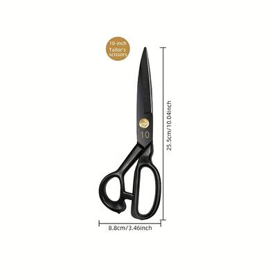 TEMU Heavy-duty Tailor Scissors - Sharp, Stainless Steel Blades With Black Handles & Golden Rivets, Fabric, Crafting, And Office Use (size: 01), Craft Scissors