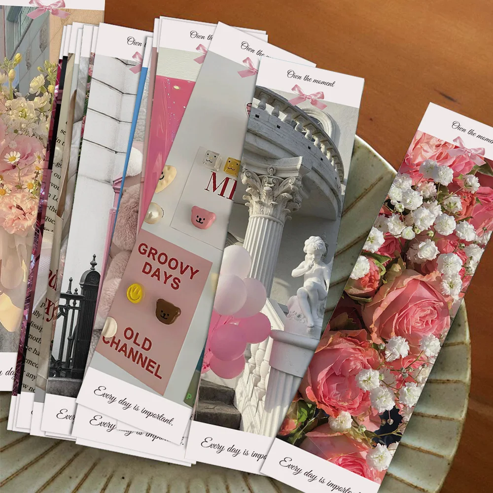 30Pcs Nette Rosa Landschaft Lesezeichen Set Kreative DIY Papier Nachricht Karten Lesen Seiten Marker Dekorative Student Geschenke Image