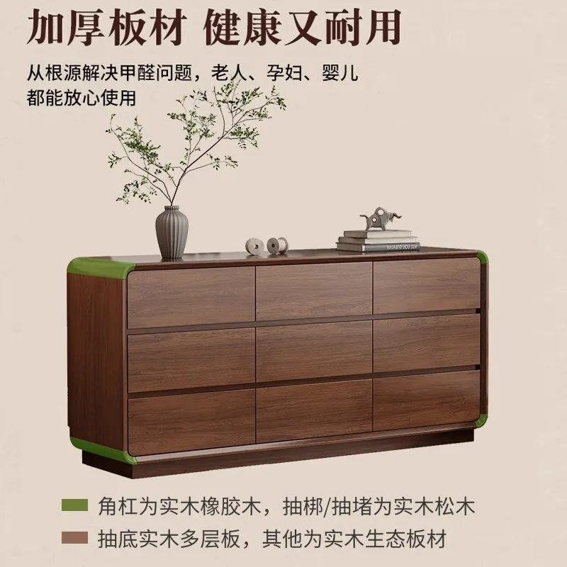 Kommode aus Massivholz, Schlafzimmerschublade, Spind, Nachttischkommode, Kommode aus schwarzem Walnussholz, Aufbewahrungsschrank, Kommode Image