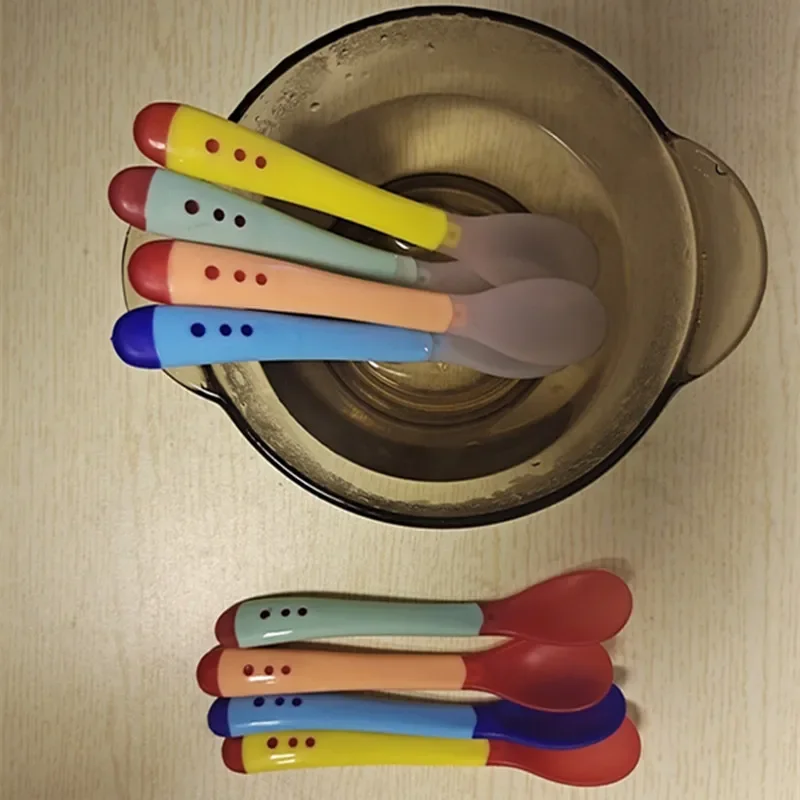 1pc Sicherheit Silikon Temperatur Sensing Löffel für Baby Kleinkind Selbst Fütterung Löffel Test Lebensmittel Temperatur Infant Besteck Löffel Image