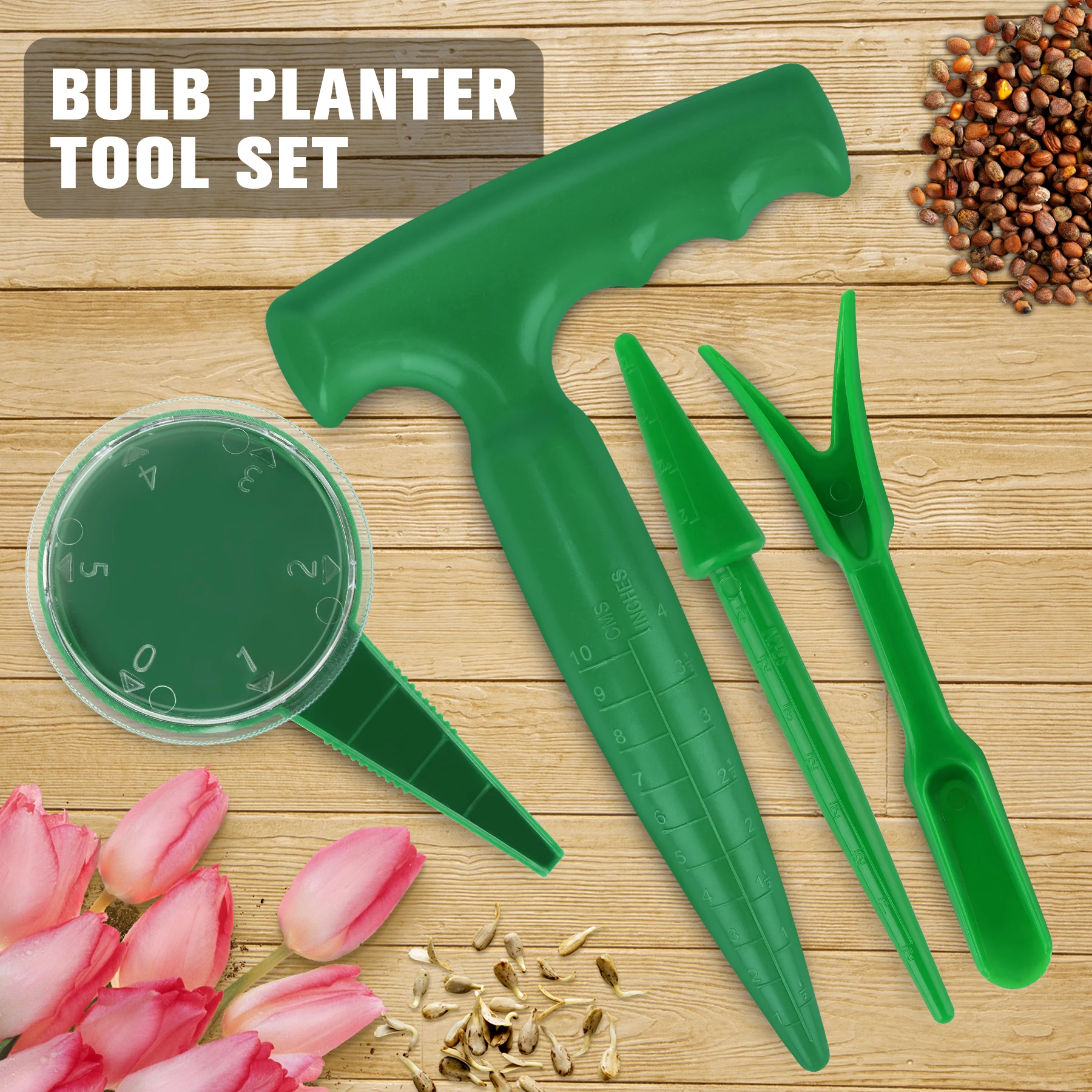 4PCS Sämaschine Garten Kunststoff Haushalt Pflanze Garten Werkzeug Set Aussaat Umpflanzen Maschine Boden Punch Cuttage Sämling Anhebung Image