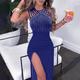 Women's Normal Long Dress Maxi Dress Sequin Dress Elegant Dress Birthday Formal Sleeveless Evening Party Form Fit Solid Color Sleeveless Asymmetrical Black Red Blue Spring