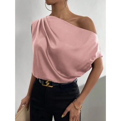 Women's Camisole Tank Top Solid Color Business Modern Casual Sleeveless Asymmetrical Regular Tops Work Formal Wear Black Pink Brown Green Beige Summer Spring