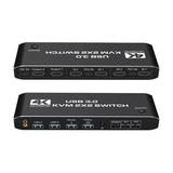 2X2 HMI KVM Switch 4K 60Hz Dual Monitor KVM HMI Extended Display USB KVM Switcher 2 In 2 Out For 2 Computers Share 2 Monitors Compatible with Most Devices