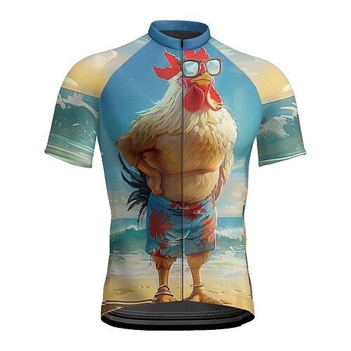 Herren Radtrikot Tiermotiv Kurzarm Fahhrad T-Shirt Trikot mit 3 Gesäßtaschen Mountainbike MTB Schnelltrocknend Anatomisches Design Feuchtigkeitsableitend Atmungsaktiv Sport Blau Bekleidung Image