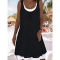 Damen EU- / US-Größe Midikleid Casual kleid Sommerkleid Urlaub Tropisch Brautkleider schlicht Ärmellos Casual Täglich Festtage Formschluss Glatt Ärmellos U-Ausschnitt Schwarz und Weiß Sommer