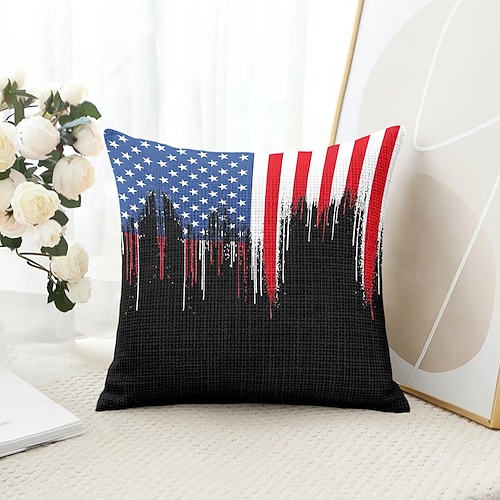 Amerikanische Flagge Vintage Dekorative Wurfkissenbezug 1PC Weicher quadratischer Couchkissenbezug für Schlafzimmer Wohnzimmer Sofa Stuhl 4. Juli Unabhängigkeitstag Image