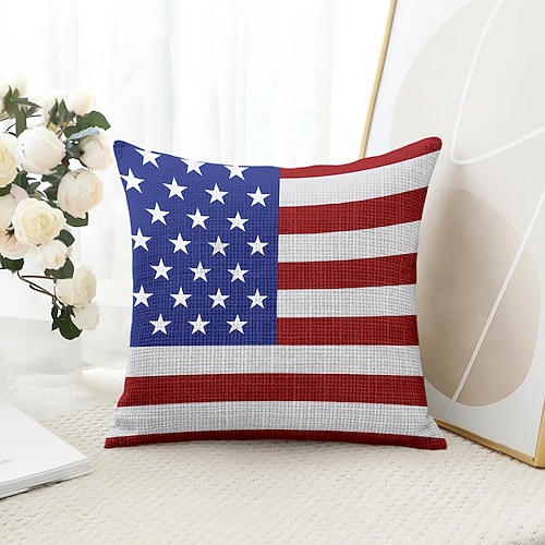 Amerikanische Flagge Vintage Dekorative Wurfkissenbezug 1PC Weicher quadratischer Couchkissenbezug für Schlafzimmer Wohnzimmer Sofa Stuhl 4. Juli Unabhängigkeitstag Image