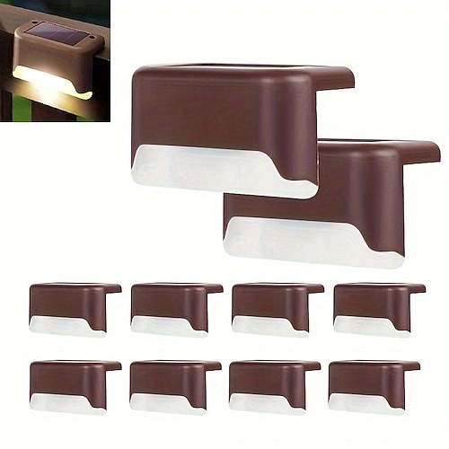 LED Außenwandleuchte Solarlampen 8 Stück Solar-Deckleuchten für den Außenbereich, Treppenhausleuchten, Zaunleuchten, Hof-/Balkon-/Gartenwegleuchten Image