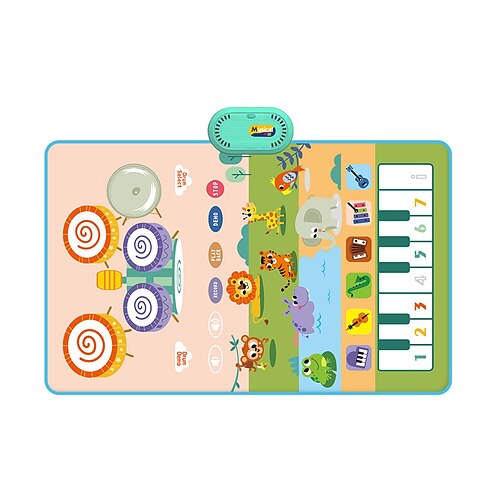 Multifarbiger interaktiver Boden Klavier Tastatur - 24 Sounds Musikalische Matte Polyester Tierdesign Teppich Decke Spielzeug Touch Weihnachtsgeschenk Image