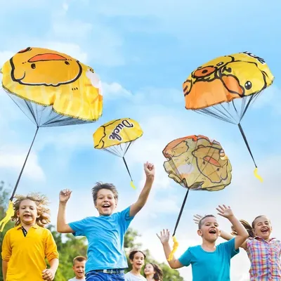 1 Pcs Yellow Duck Children Parachute Outdoor Sports Hand Throwing Parachute Toy Park Small Game Prop