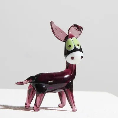 Modern Miniature Donkey Crafts Cute Small Crystal Donkey Figurines Car Ornament Paperweight Glass Animal Ornament Kids Toys