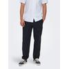 Trainingshose ONLY & SONS "ONSSINUS LOOSE 0007 COT LIN PANT NOOS", Herren, Gr. M, N-Gr, blau (schwarz navy), Web, Obermaterial: 75% Baumwolle, 25% Leinen, unifarben, modisch, loose fit knöchellang, Hosen