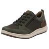 Sneaker RIEKER, Herren, Gr. 47, grün (oliv, braun), Lederimitat, Textil, sportlich, Schuhe, Halbschuh, Freizeitschuh, Schnürschuh mit seitlichem Reißverschluss