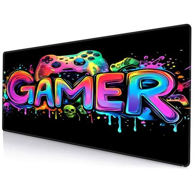 TEMU Neon Gaming Mouse Pad - Non-slip, Durable Polyester Desk Mat For , Office & Home Use - Multiple Sizes Image