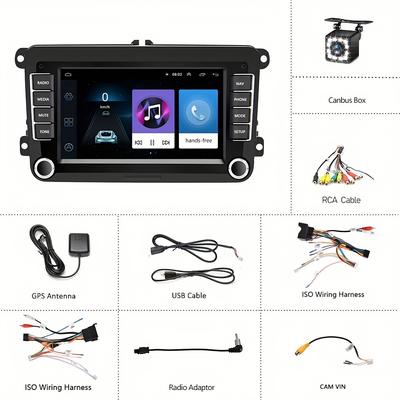 TEMU Hikity 2+64g 2 Din For Gps Navigation Car Stereo Radio 7-inch Button Touch Screen Car Radio Audio Receiver Fm Radio Video Mp5/4 Player Wifi Usb Fm Am Autoradio For +rear View Camera (optional)