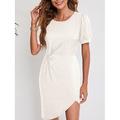 Robe Mini Femme Robe Portefeuille Robe T-Shirt Robe Tee Robe Unie Robe Bodycon Décontractée Vacances Travail Ville Ajustement Régulier Graphique Manches Courtes Col Rond Noir Blanc Vin Vert Été