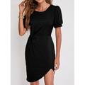 Robe Mini Femme Robe Portefeuille Robe T-Shirt Robe Tee Robe Unie Robe Bodycon Décontractée Vacances Travail Ville Ajustement Régulier Graphique Manches Courtes Col Rond Noir Blanc Vin Vert Été