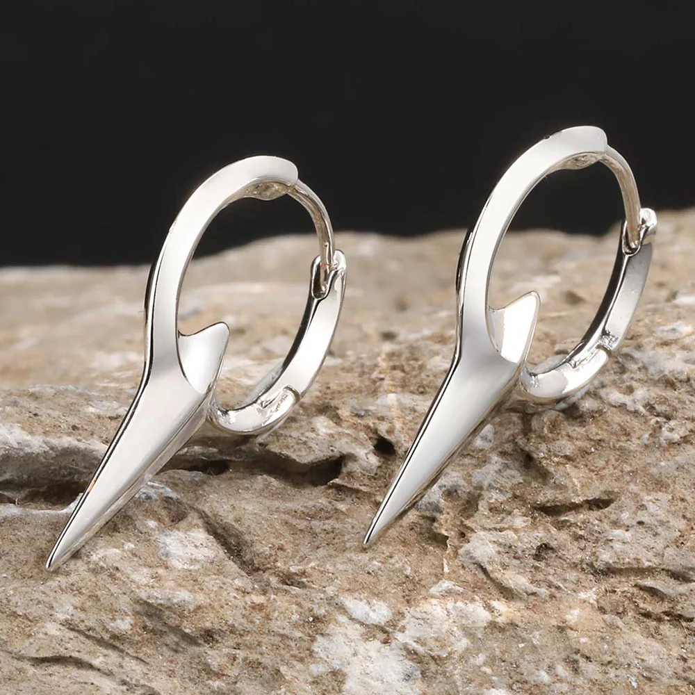 Vnox Personality Coole Herren-Creolen, silberfarbene Metall-Creolen, Punk-Hiphop-Piercing-Ohrschmuck Image