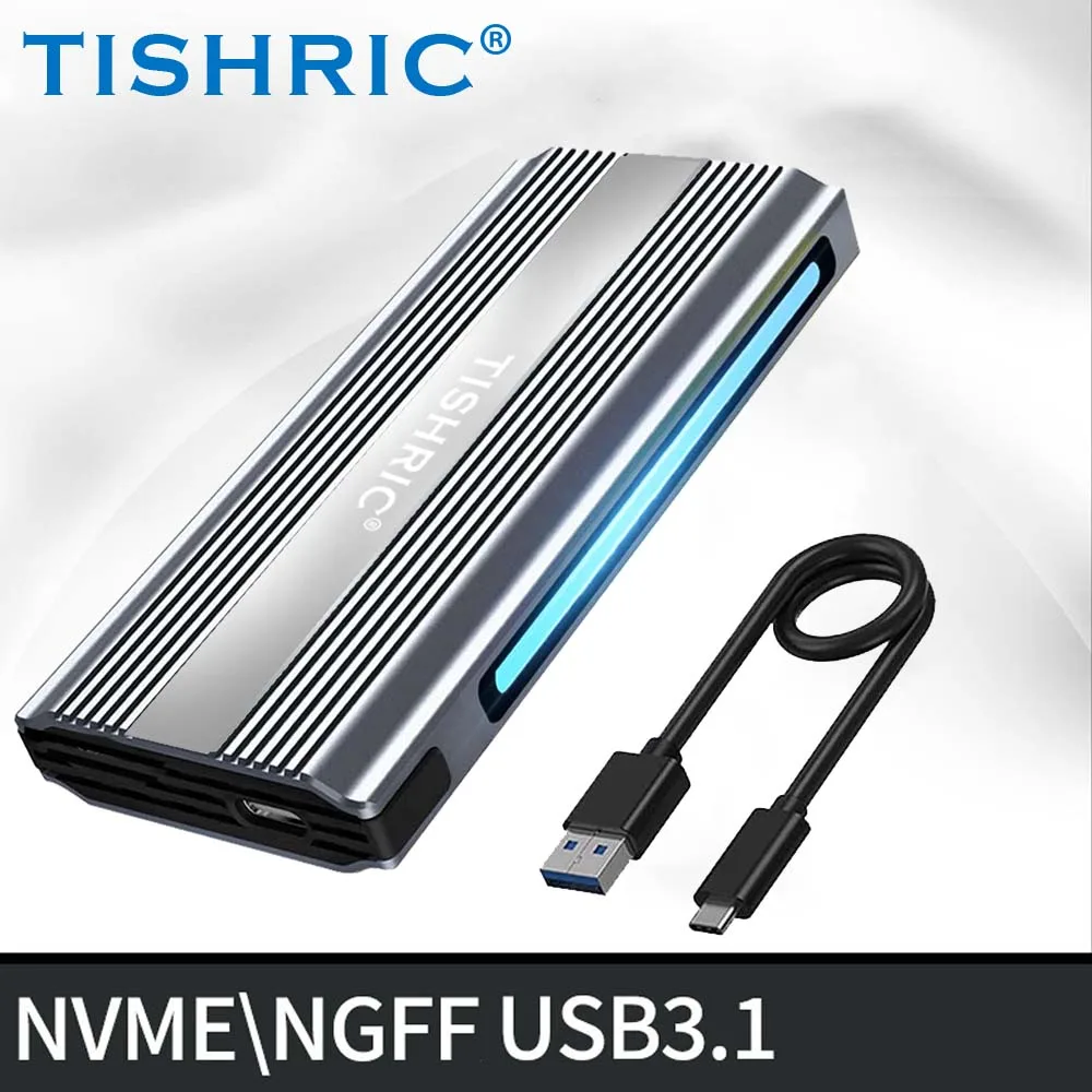 TISHRIC 10 Gbit/s RGB SSD M2 NVME Externes Festplattengehäuse Typ C Einzel-/Doppelprotokoll-Festplattengehäuse/Box/Gehäuse für Gaming Image