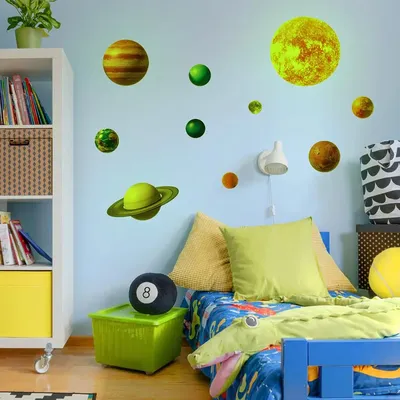 8pcs Planet Solar System Wanda uf kleber leuchtende Planeten dunkle fluor zierende Abziehbilder Raum Image